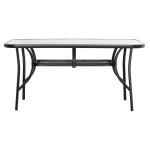 ΤΡΑΠΕΖΙ BRUNO 150X90Χ72Υεκ. ΜΕΤΑΛΛΙΚΟ ΜΑΥΡΟ ΜΕ ΓΥΑΛΙΝΗ ΕΠΙΦΑΝΕΙΑ HM5145.03