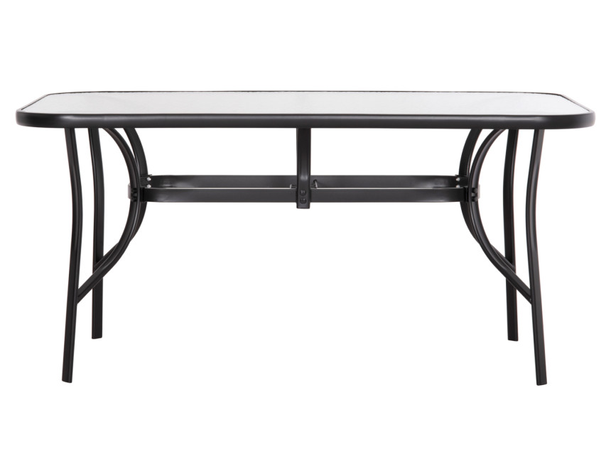 ΤΡΑΠΕΖΙ BRUNO 150X90Χ72Υεκ. ΜΕΤΑΛΛΙΚΟ ΜΑΥΡΟ ΜΕ ΓΥΑΛΙΝΗ ΕΠΙΦΑΝΕΙΑ HM5145.03
