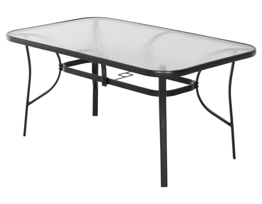 ΤΡΑΠΕΖΙ BRUNO 150X90Χ72Υεκ. ΜΕΤΑΛΛΙΚΟ ΜΑΥΡΟ ΜΕ ΓΥΑΛΙΝΗ ΕΠΙΦΑΝΕΙΑ HM5145.03