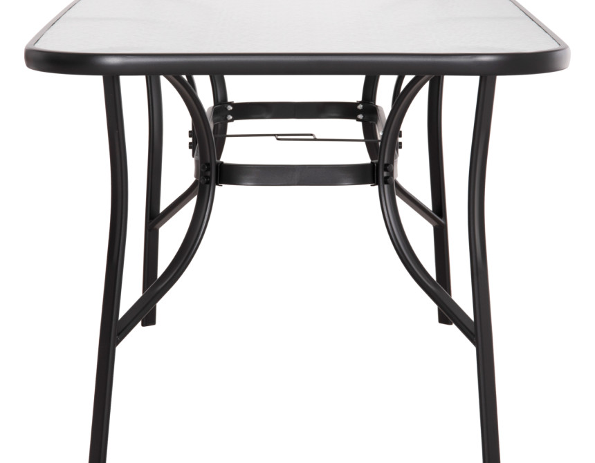 ΤΡΑΠΕΖΙ BRUNO 150X90Χ72Υεκ. ΜΕΤΑΛΛΙΚΟ ΜΑΥΡΟ ΜΕ ΓΥΑΛΙΝΗ ΕΠΙΦΑΝΕΙΑ HM5145.03
