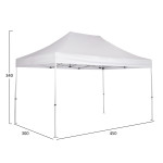GAZEBO Β.ΤΥΠΟΥ CRESSEN HM6306 ΠΤΥΣΣΟΜ.-ΣΚΕΛΕΤΟΣ ΑΛΟΥΜ.ΑΣΗΜΙ-ΛΕΥΚΟ ΠΑΝΙ 3x4,5x3,4Yμ