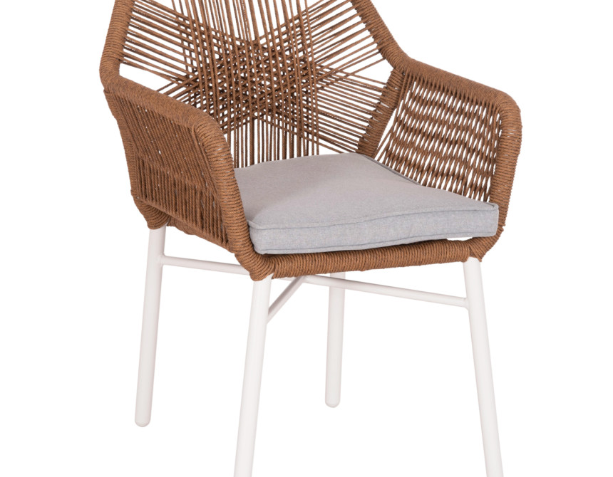 ΠΟΛΥΘΡΟΝΑ TOPIN HM6048.11 ΑΛΟΥΜΙΝΙΟ ΛΕΥΚΟ-P.E. RATTAN ΜΠΕΖ 59x63x81Υεκ
