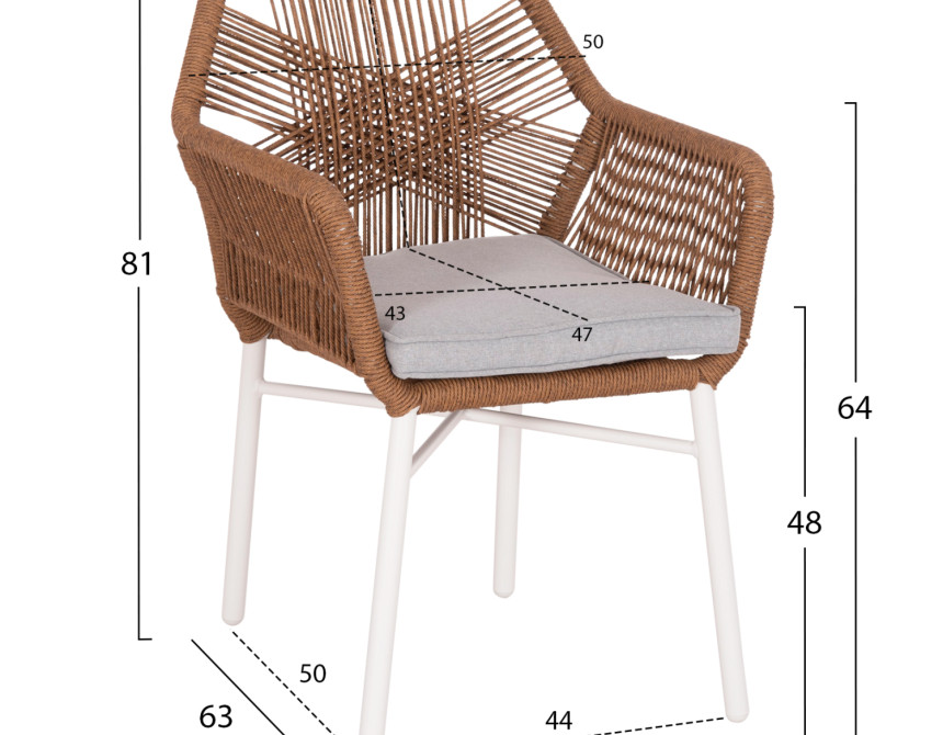 ΠΟΛΥΘΡΟΝΑ TOPIN HM6048.11 ΑΛΟΥΜΙΝΙΟ ΛΕΥΚΟ-P.E. RATTAN ΜΠΕΖ 59x63x81Υεκ
