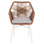 ΠΟΛΥΘΡΟΝΑ TOPIN HM6048.11 ΑΛΟΥΜΙΝΙΟ ΛΕΥΚΟ-P.E. RATTAN ΜΠΕΖ 59x63x81Υεκ