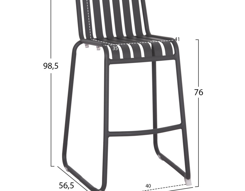 ΣΚΑΜΠΟ ΜΠΑΡ ΑΛΟΥΜΙΝΙΟΥ RACHEL HM6341.01 ΓΚΡΙ 47x56,5x98,5Υεκ.
