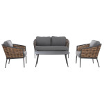 ΣΕΤ ΣΑΛΟΝΙ 4ΤΜΧ CASSIAN HM6552.01 ΑΛΟΥΜΙΝΙΟ & ΜΑΞΙΛΑΡΙΑ ΓΚΡΙ-ΜΠΕΖ P.E.RATTAN