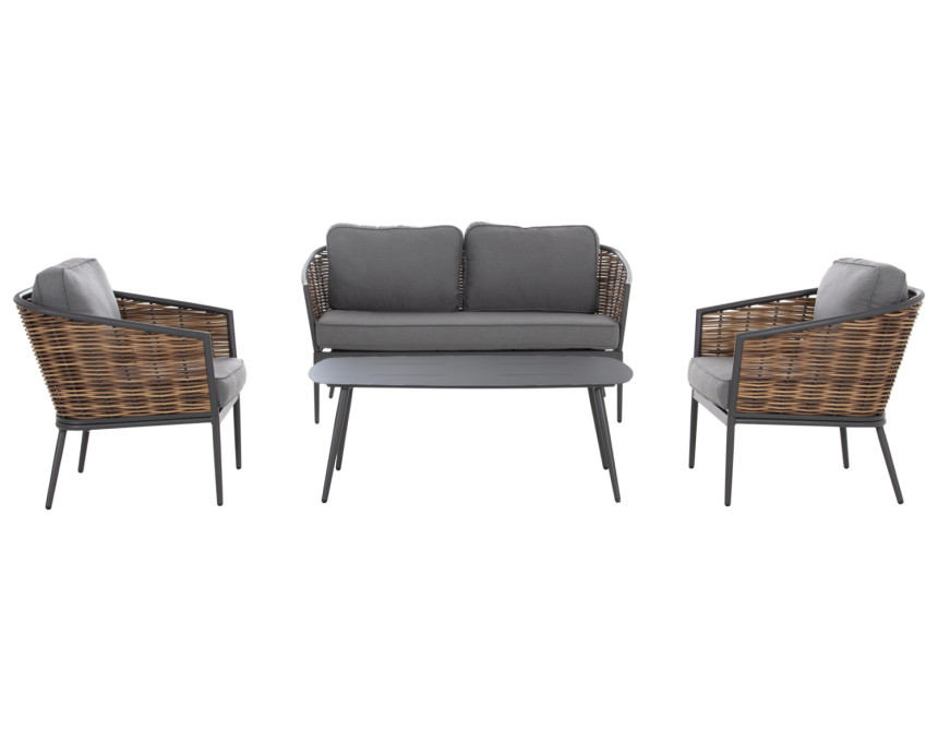 ΣΕΤ ΣΑΛΟΝΙ 4ΤΜΧ CASSIAN HM6552.01 ΑΛΟΥΜΙΝΙΟ & ΜΑΞΙΛΑΡΙΑ ΓΚΡΙ-ΜΠΕΖ P.E.RATTAN