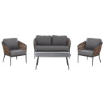 ΣΕΤ ΣΑΛΟΝΙ 4ΤΜΧ CASSIAN HM6552.01 ΑΛΟΥΜΙΝΙΟ & ΜΑΞΙΛΑΡΙΑ ΓΚΡΙ-ΜΠΕΖ P.E.RATTAN