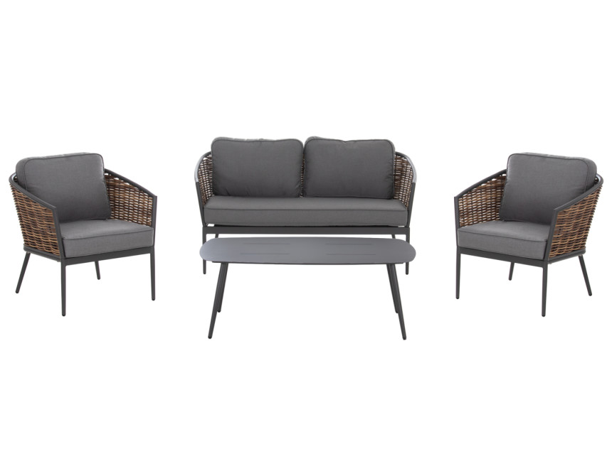 ΣΕΤ ΣΑΛΟΝΙ 4ΤΜΧ CASSIAN HM6552.01 ΑΛΟΥΜΙΝΙΟ & ΜΑΞΙΛΑΡΙΑ ΓΚΡΙ-ΜΠΕΖ P.E.RATTAN