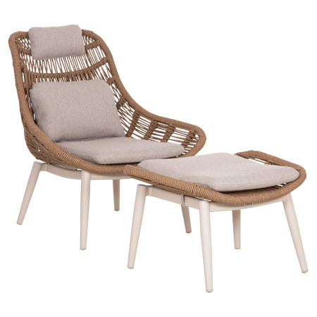 ΠΟΛΥΘΡΟΝΑ LOUNGE ΜΕ ΥΠΟΠΟΔΙΟ REMVAZZO HM6561.02 ΑΛΟΥΜΙΝΙΟ ΜΠΕΖ--WICKER 89x94x98Υεκ