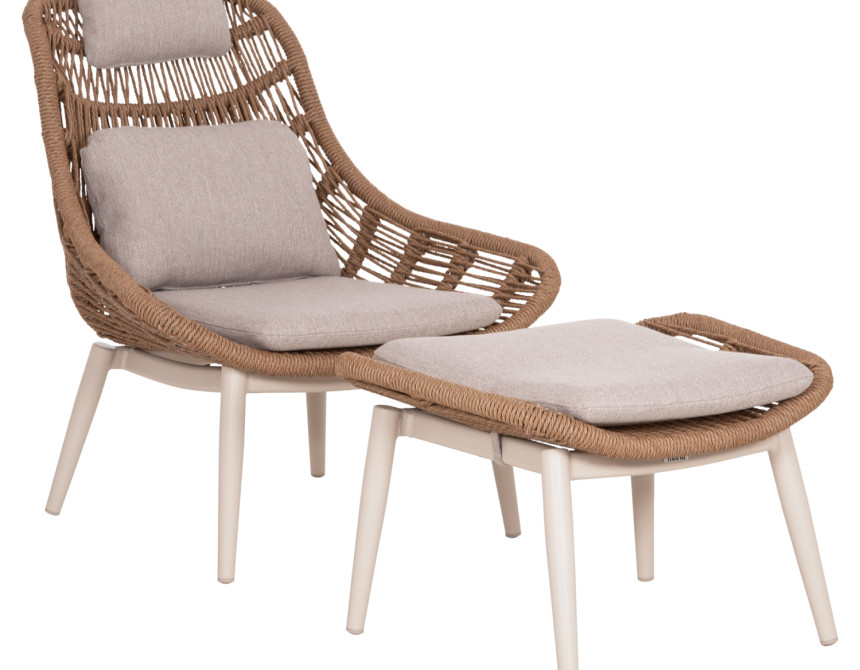 ΠΟΛΥΘΡΟΝΑ LOUNGE ΜΕ ΥΠΟΠΟΔΙΟ REMVAZZO HM6561.02 ΑΛΟΥΜΙΝΙΟ ΜΠΕΖ--WICKER 89x94x98Υεκ