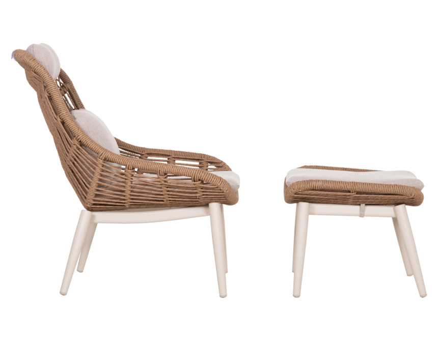ΠΟΛΥΘΡΟΝΑ LOUNGE ΜΕ ΥΠΟΠΟΔΙΟ REMVAZZO HM6561.02 ΑΛΟΥΜΙΝΙΟ ΜΠΕΖ--WICKER 89x94x98Υεκ
