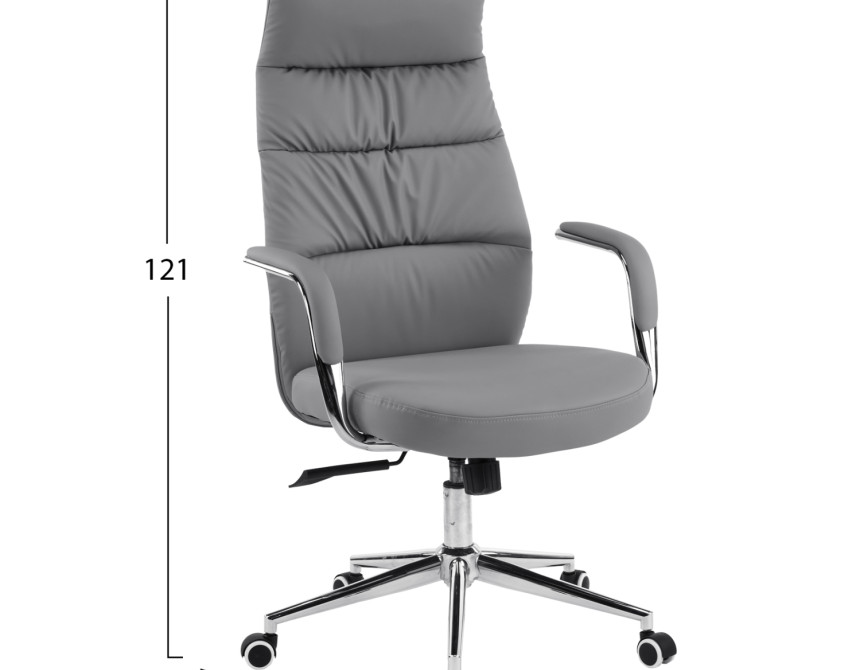 ΚΑΡΕΚΛΑ ΓΡΑΦΕΙΟΥ TEETER HM18355.10 ΓΚΡΙ PU ΔΕΡΜΑ--ΒΑΣΗ ΧΡΩΜΙΟΥ 67x66x121Υεκ