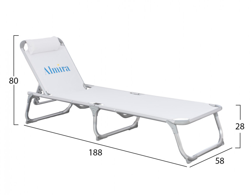ΞΑΠΛΩΣΤΡΑ ΠΑΡΑΛΙΑΣ ALMIRA HM5054.03 ΒΑΡΕΩΣ ΤΥΠΟΥ ΛΕΥΚΗ ΑΛΟΥΜΙΝΙΟΥ 188x58x31-81 cm.
