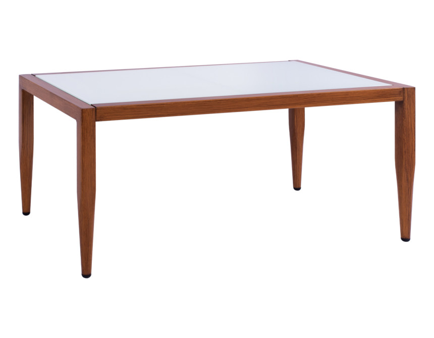 ΤΡΑΠΕΖΙ MEIR ΣΑΛΟΝΙΟΥ ΑΛΟΥΜΙΝΙΟΥ BAMBOO LOOK ΜΕ ΓΥΑΛΙ 100Χ58Χ46 HM5551.01