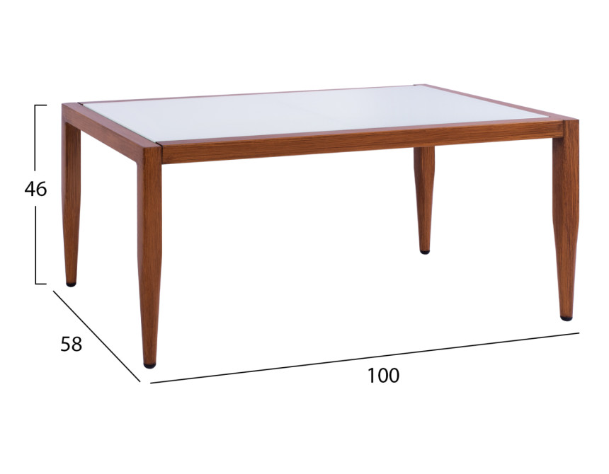 ΤΡΑΠΕΖΙ MEIR ΣΑΛΟΝΙΟΥ ΑΛΟΥΜΙΝΙΟΥ BAMBOO LOOK ΜΕ ΓΥΑΛΙ 100Χ58Χ46 HM5551.01