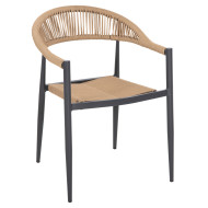 ΠΟΛΥΘΡΟΝΑ ΑΛΟΥΜΙΝΙΟΥ GRET HM5854.02 ΑΝΘΡΑΚΙ PΕ RATTAN ΜΠΕΖ 56x55,5x78Υ εκ.