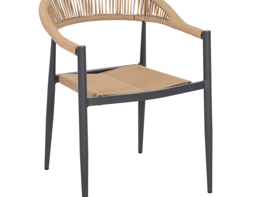 ΠΟΛΥΘΡΟΝΑ ΑΛΟΥΜΙΝΙΟΥ GRET HM5854.02 ΑΝΘΡΑΚΙ PΕ RATTAN ΜΠΕΖ 56x55,5x78Υ εκ.