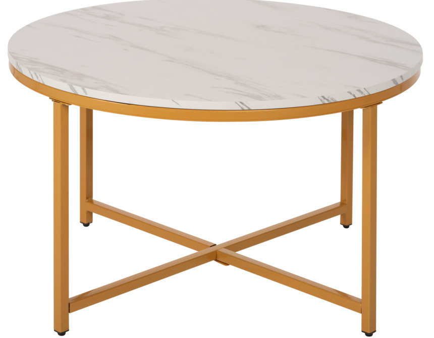 ΤΡΑΠΕΖΙ ΣΑΛΟΝΙΟΥ HM9420.01 WHITE MARBLE ΜΕΛΑΜΙΝΗ-ΧΡΥΣΗ ΜΕΤΑΛΛΙΚΗ ΒΑΣΗ Φ80x48,5Yεκ.