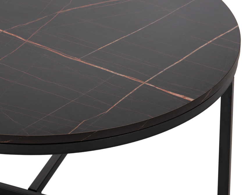 ΤΡΑΠΕΖΙ ΣΑΛΟΝΙΟΥ HM9420.03 BLACK MARBLE ΜΕΛΑΜΙΝΗ-ΜΑΥΡΗ ΜΕΤΑΛΛΙΚΗ ΒΑΣΗ Φ80x48,5Yεκ.