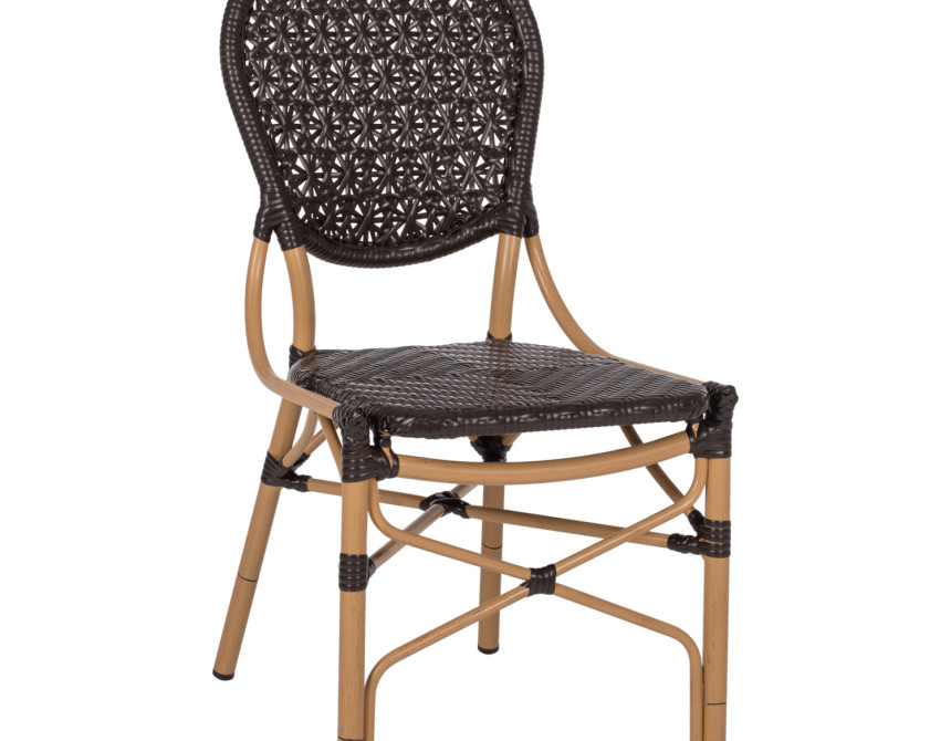 ΚΑΡΕΚΛΑ ΑΛΟΥΜΙΝΙΟΥ BAMBOO LOOK ΜΕ ΚΑΦΕ PE RATTAN HM5925.01 47x58x95Yεκ.