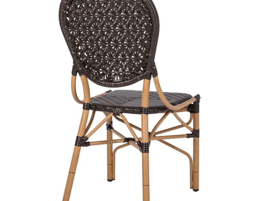 ΚΑΡΕΚΛΑ ΑΛΟΥΜΙΝΙΟΥ BAMBOO LOOK ΜΕ ΚΑΦΕ PE RATTAN HM5925.01 47x58x95Yεκ.
