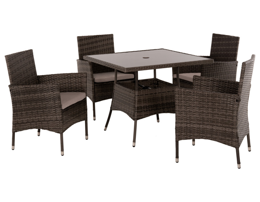 ΣΕΤ ΤΡΑΠΕΖΑΡΙΑΣ ΕΞΩΤ.ΧΩΡΟΥ 5ΤΜΧ HM5965 ΚΑΦΕ RATTAN-ΜΕΤΑΛΛΙΚΟΣ ΣΚΕΛΕΤΟΣ-ΓΥΑΛΙΝΗ ΕΠΙΦΑΝΕΙΑ