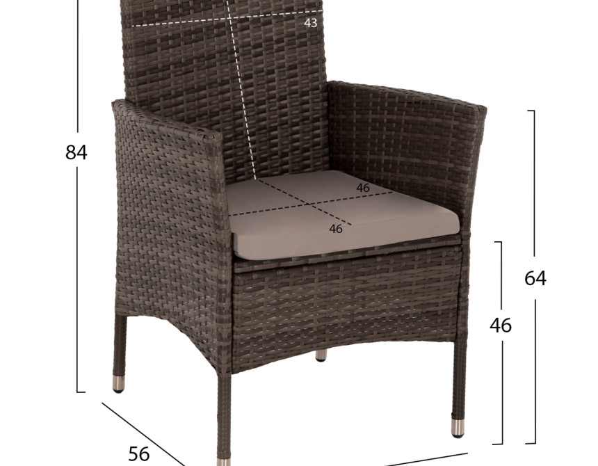 ΣΕΤ ΤΡΑΠΕΖΑΡΙΑΣ ΕΞΩΤ.ΧΩΡΟΥ 5ΤΜΧ HM5965 ΚΑΦΕ RATTAN-ΜΕΤΑΛΛΙΚΟΣ ΣΚΕΛΕΤΟΣ-ΓΥΑΛΙΝΗ ΕΠΙΦΑΝΕΙΑ
