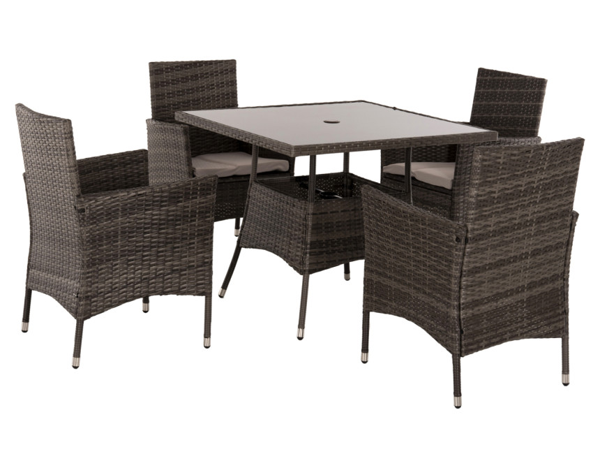 ΣΕΤ ΤΡΑΠΕΖΑΡΙΑΣ ΕΞΩΤ.ΧΩΡΟΥ 5ΤΜΧ HM5965 ΚΑΦΕ RATTAN-ΜΕΤΑΛΛΙΚΟΣ ΣΚΕΛΕΤΟΣ-ΓΥΑΛΙΝΗ ΕΠΙΦΑΝΕΙΑ