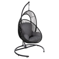 ΚΡΕΜΑΣΤΗ ΦΩΛΙΑ RULER HM6083 ΜΑΥΡΟ ΜΕΤΑΛΛΟ ΚΑΙ ΣΥΝΘ.RATTAN-ΓΚΡΙ ΜΑΞΙΛΑΡΙ 120x110x190Υ
