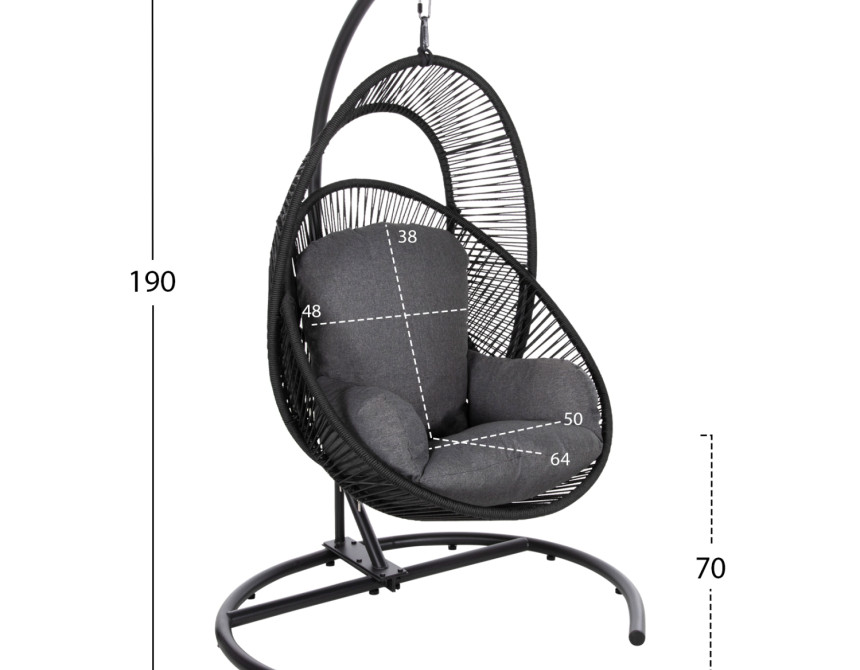 ΚΡΕΜΑΣΤΗ ΦΩΛΙΑ RULER HM6083 ΜΑΥΡΟ ΜΕΤΑΛΛΟ ΚΑΙ ΣΥΝΘ.RATTAN-ΓΚΡΙ ΜΑΞΙΛΑΡΙ 120x110x190Υ