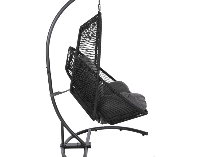 ΚΡΕΜΑΣΤΗ ΦΩΛΙΑ RULER HM6083 ΜΑΥΡΟ ΜΕΤΑΛΛΟ ΚΑΙ ΣΥΝΘ.RATTAN-ΓΚΡΙ ΜΑΞΙΛΑΡΙ 120x110x190Υ