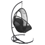 ΚΡΕΜΑΣΤΗ ΦΩΛΙΑ RULER HM6083 ΜΑΥΡΟ ΜΕΤΑΛΛΟ ΚΑΙ ΣΥΝΘ.RATTAN-ΓΚΡΙ ΜΑΞΙΛΑΡΙ 120x110x190Υ