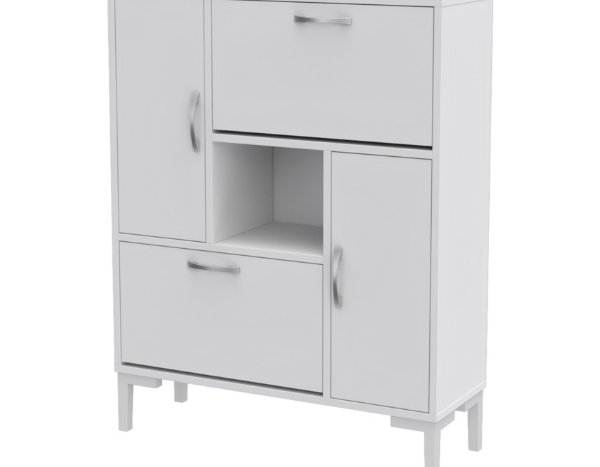 ΠΑΠΟΥΤΣΟΘΗΚΗ MEDY HM18187.03 ΜΕΛΑΜΙΝΗ ΣΕ ΛΕΥΚΟ-ΛΕΥΚΑ ΠΟΔΙΑ 86,5x30x109Υεκ