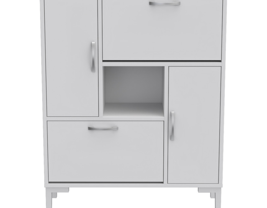 ΠΑΠΟΥΤΣΟΘΗΚΗ MEDY HM18187.03 ΜΕΛΑΜΙΝΗ ΣΕ ΛΕΥΚΟ-ΛΕΥΚΑ ΠΟΔΙΑ 86,5x30x109Υεκ