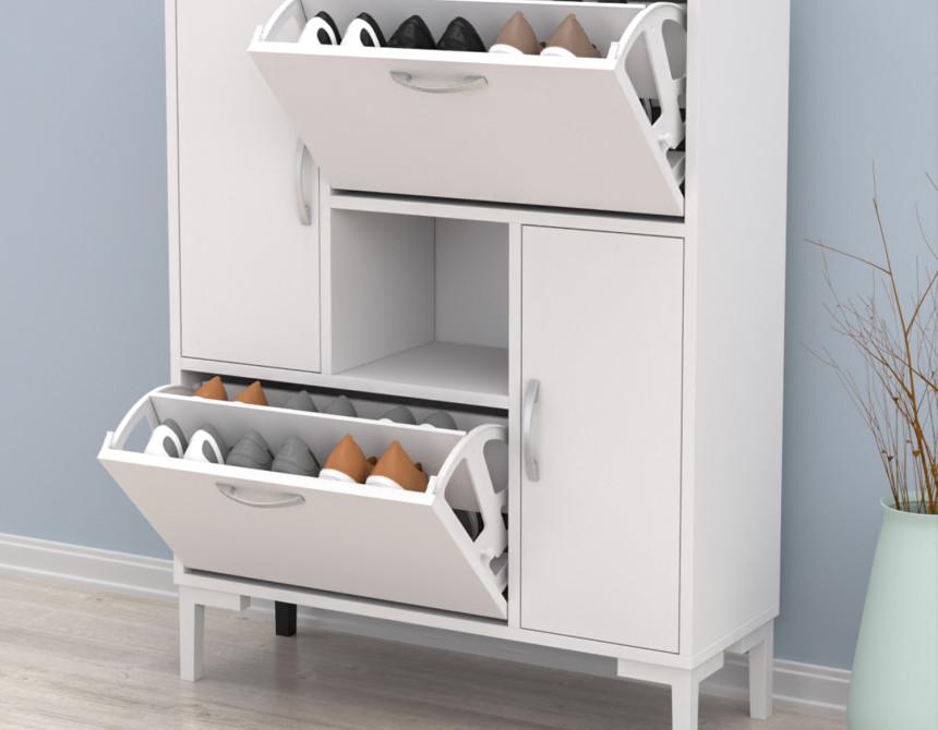 ΠΑΠΟΥΤΣΟΘΗΚΗ MEDY HM18187.03 ΜΕΛΑΜΙΝΗ ΣΕ ΛΕΥΚΟ-ΛΕΥΚΑ ΠΟΔΙΑ 86,5x30x109Υεκ