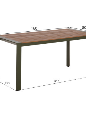 ΤΡΑΠΕΖΙ ΕΞΩΤ.ΧΩΡΟΥ GOYA HM6059.07 ΑΛΟΥΜΙΝΙΟ ΣE OLIVE GREEN & POLYWOOD 160X80Χ75Υεκ.