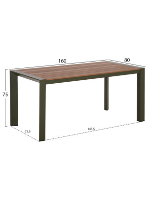 ΤΡΑΠΕΖΙ ΕΞΩΤ.ΧΩΡΟΥ GOYA HM6059.07 ΑΛΟΥΜΙΝΙΟ ΣE OLIVE GREEN & POLYWOOD 160X80Χ75Υεκ.