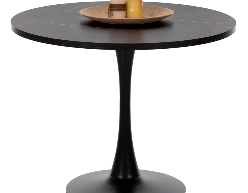 ΤΡΑΠΕΖΙ ΤΡΑΠΕΖΑΡΙΑΣ ROLLO HM9421.12 ΣΤΡΟΓΓΥΛΟ BLACK MARBLE Φ90x74Υεκ.