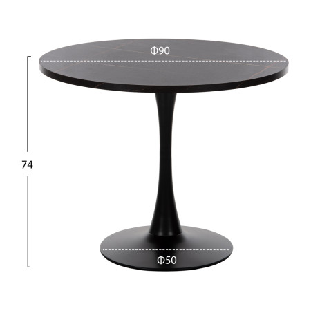 ΤΡΑΠΕΖΙ ΤΡΑΠΕΖΑΡΙΑΣ ROLLO HM9421.12 ΣΤΡΟΓΓΥΛΟ BLACK MARBLE Φ90x74Υεκ.