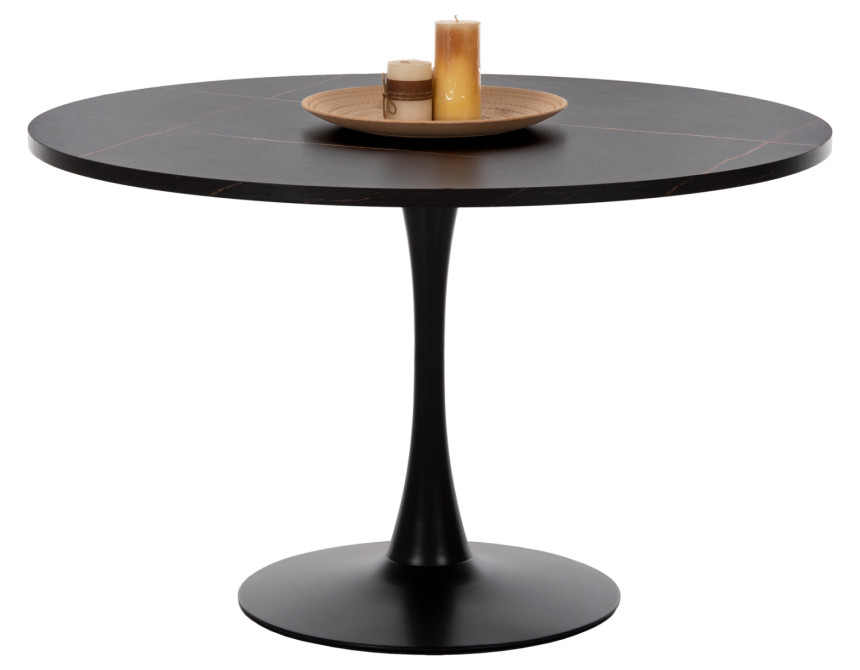 ΤΡΑΠΕΖΙ ΤΡΑΠΕΖΑΡΙΑΣ ROLLO HM9422.12 ΣΤΡΟΓΓΥΛΟ BLACK MARBLE Φ120x74Yεκ.