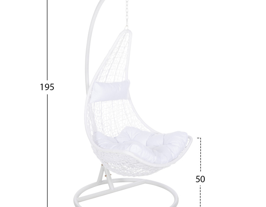 ΚΡΕΜΑΣΤΗ ΠΟΛΥΘΡΟΝΑ ΦΩΛΙΑ MILLIE HM5996.03 ΜΕΤΑΛΛΟ-ΣΥΝΘ.RATTAN ΛΕΥΚΟ Φ95x195Υεκ.