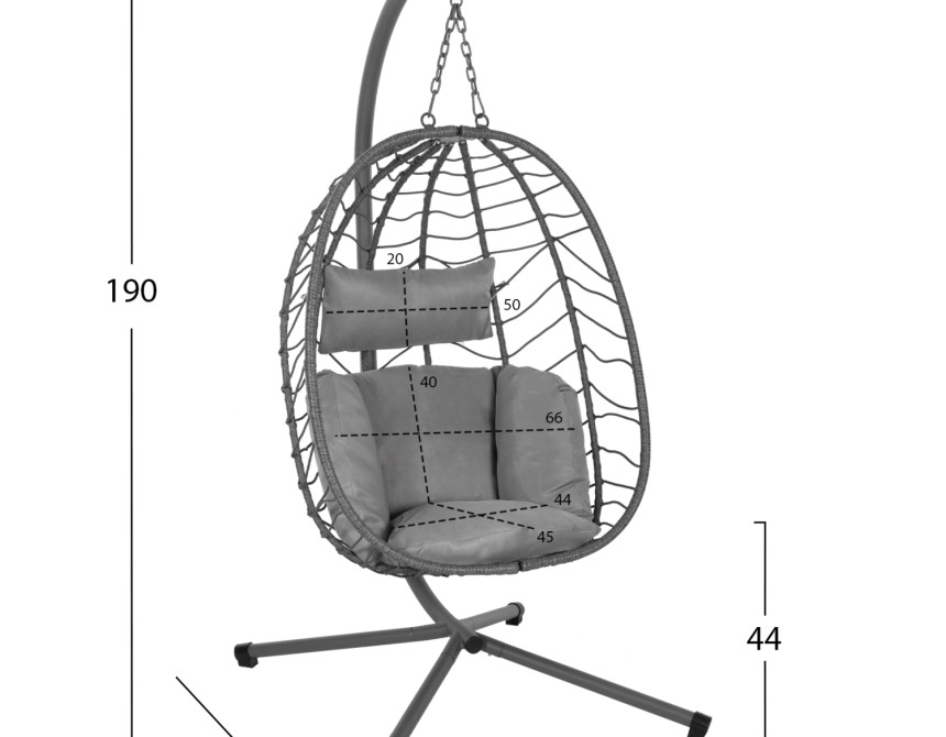 ΚΡΕΜΑΣΤΗ ΠΟΛΥΘΡΟΝΑ ΦΩΛΙΑ MILLIE HM5997.10 ΜΕΤΑΛΛΟ-ΣΥΝΘ.RATTAN ΓΚΡΙ 90x75x190Υεκ.