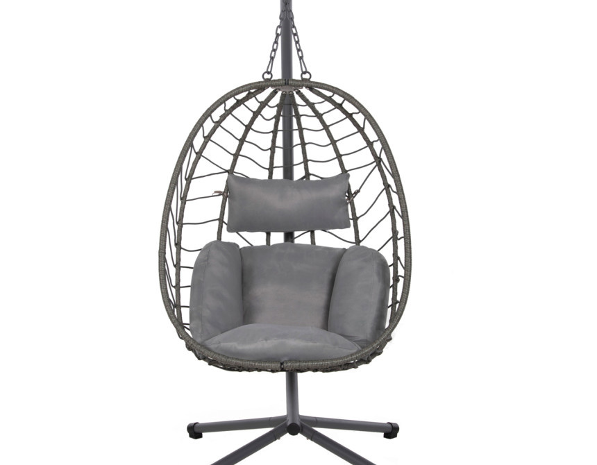 ΚΡΕΜΑΣΤΗ ΠΟΛΥΘΡΟΝΑ ΦΩΛΙΑ MILLIE HM5997.10 ΜΕΤΑΛΛΟ-ΣΥΝΘ.RATTAN ΓΚΡΙ 90x75x190Υεκ.