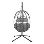ΚΡΕΜΑΣΤΗ ΠΟΛΥΘΡΟΝΑ ΦΩΛΙΑ MILLIE HM5997.10 ΜΕΤΑΛΛΟ-ΣΥΝΘ.RATTAN ΓΚΡΙ 90x75x190Υεκ.