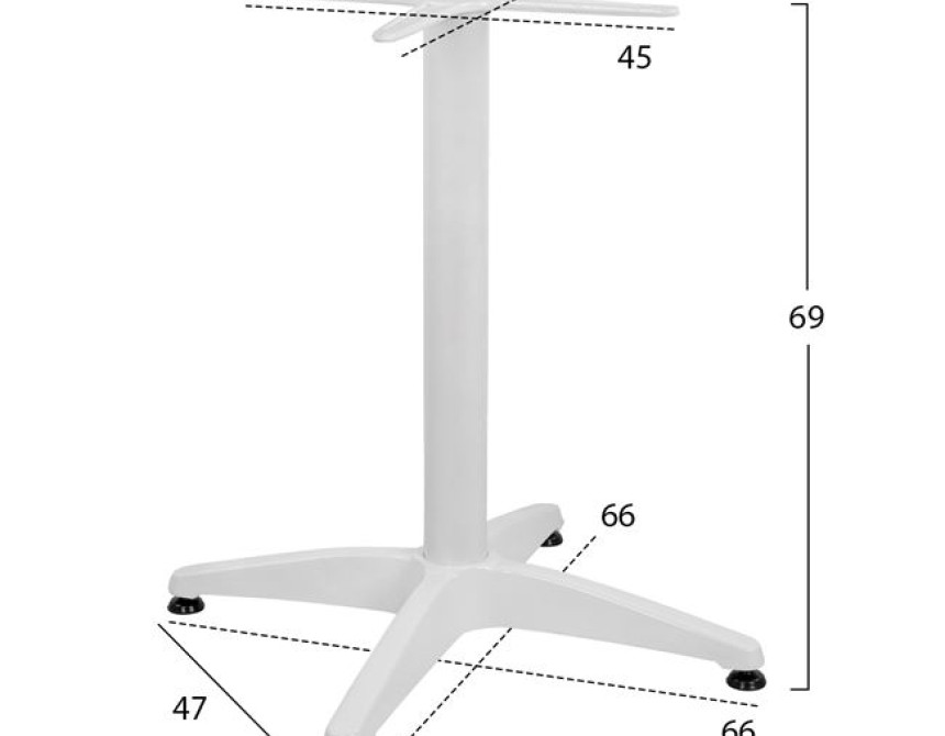 ΒΑΣΗ ΑΛΟΥΜΙΝΙΟΥ 4ΝΥΧΗ 66x66x69Υεκ. ΜΕ ΣΤΑΥΡΟ 45x45εκ. HM448.02 ΛΕΥΚΗ