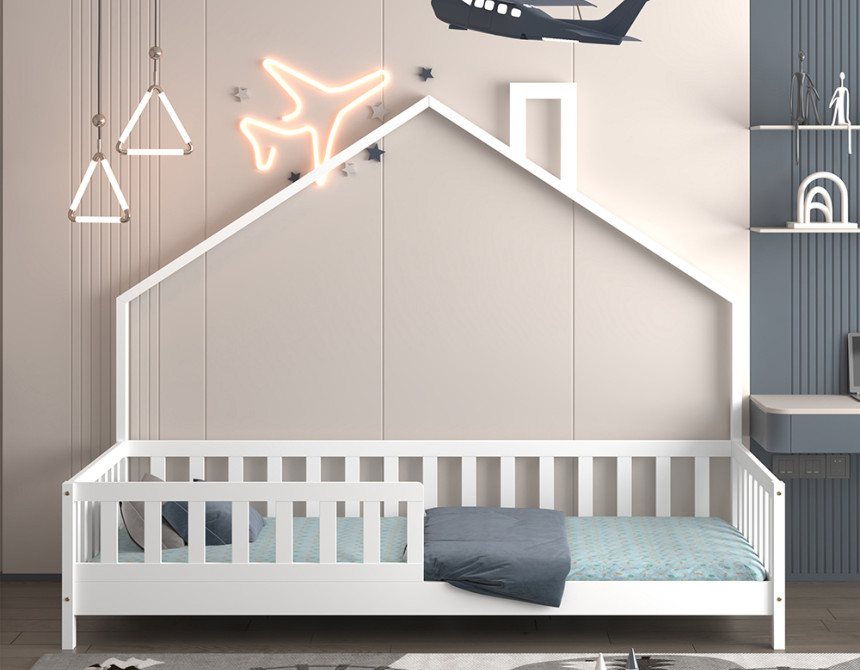 ΚΡΕΒΑΤΙ ΠΑΙΔΙΚΟ HOUSER HM740.03 τ.MONTESSORI ΞΥΛΟ ΠΕΥΚΟ ΛΕΥΚΟ--ΓΙΑ 190x90εκ