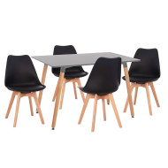 ΣΕΤ ΤΡΑΠΕΖΑΡΙΑΣ 5ΤΜΧ VEGAS HM21185 MDF TOP ΣΕ ΜΑΥΡΟ--ΠΟΔΙΑ ΟΞΙΑΣ