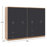 ΝΤΟΥΛΑΠΑ 8ΦΥΛΛΗ BRIANA HM21237.01 ΜΕΛΑΜΙΝΗ SONAMA & ΣΚΟΥΡΟ ΓΚΡΙ 241x42,5Χ180,5Υεκ.