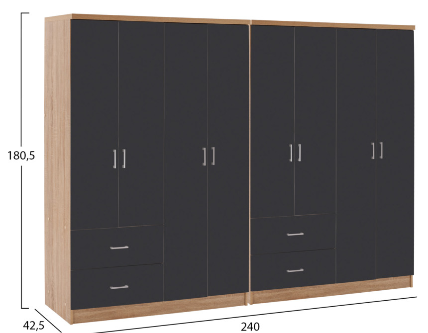 ΝΤΟΥΛΑΠΑ 8ΦΥΛΛΗ BRIANA HM21237.01 ΜΕΛΑΜΙΝΗ SONAMA & ΣΚΟΥΡΟ ΓΚΡΙ 241x42,5Χ180,5Υεκ.